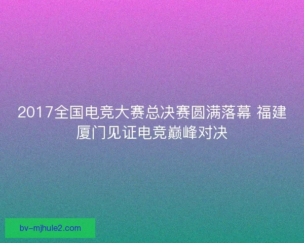 2017全国电竞大赛总决赛圆满落幕 福建厦门见证电竞巅峰对决