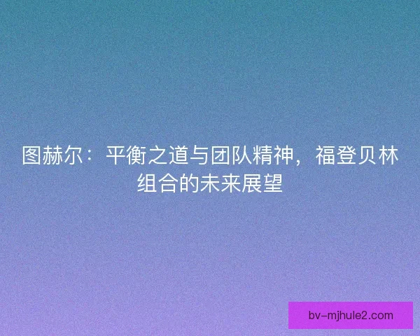 图赫尔：平衡之道与团队精神，福登贝林组合的未来展望
