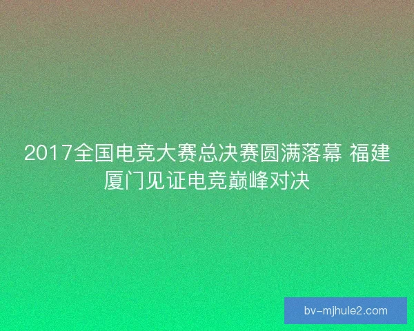 2017全国电竞大赛总决赛圆满落幕 福建厦门见证电竞巅峰对决