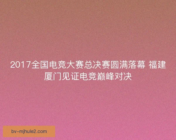 2017全国电竞大赛总决赛圆满落幕 福建厦门见证电竞巅峰对决